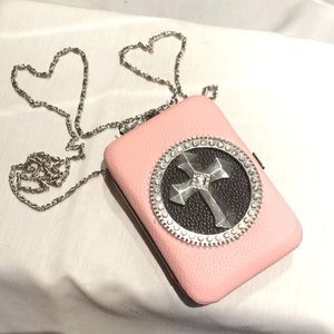 Baby Pink stylish crossbody compact id/cash/lip gloss carrier